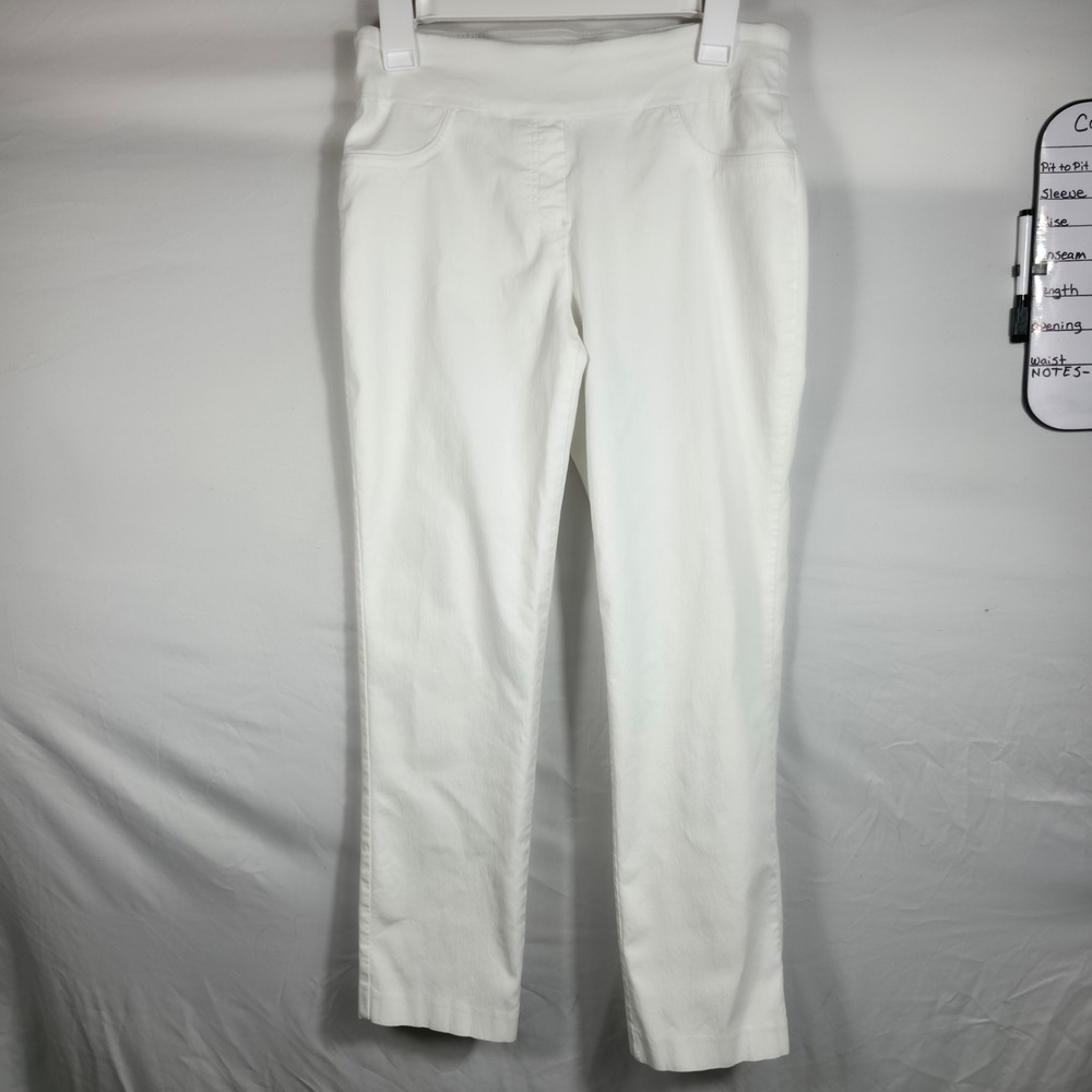 Ruby Rd Pull On Pants Women 8 White Excellent Straight Leg Stretch W608